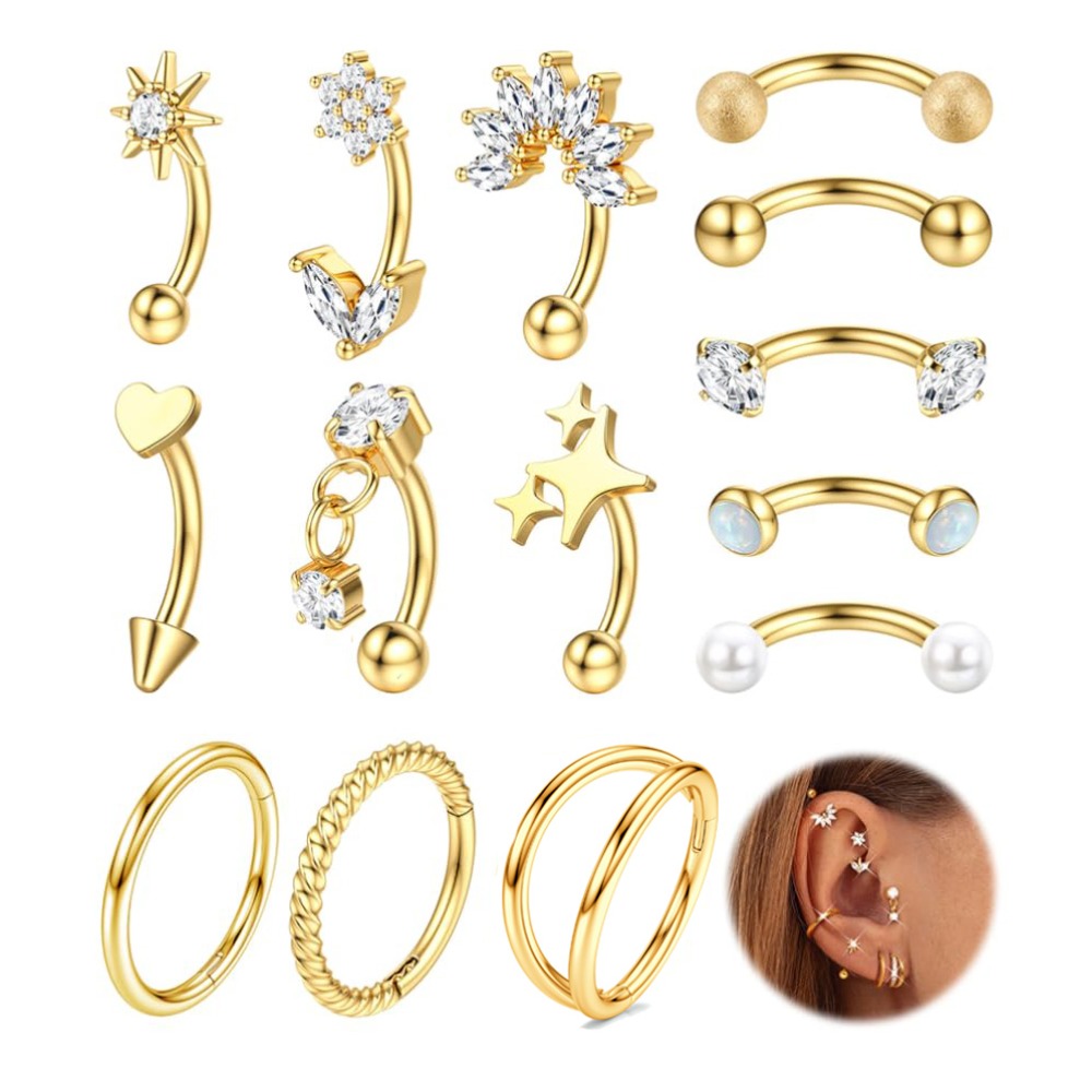 Rook Curved Barbell - Drperfect 1PC Rook Eyebrow Piercing 16G