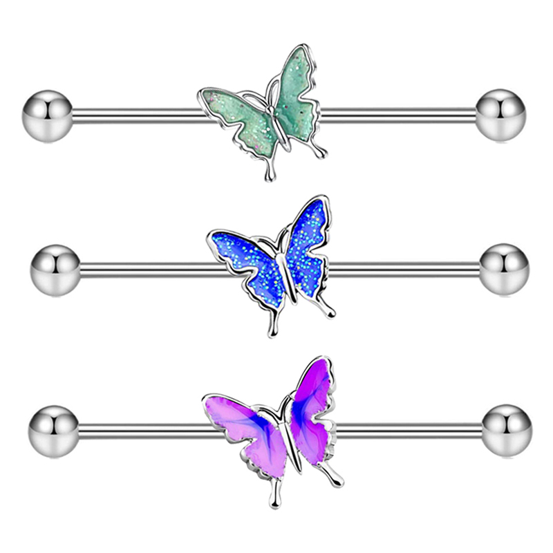Body Jewelry Factory - wholesales 3 colors butterfly industrial piercing