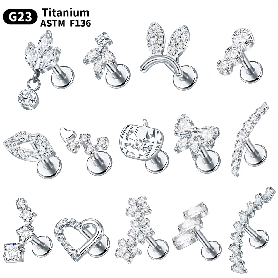 Rook Curved Barbell - 5Pcs G23 Titanium Flower Heart Ear