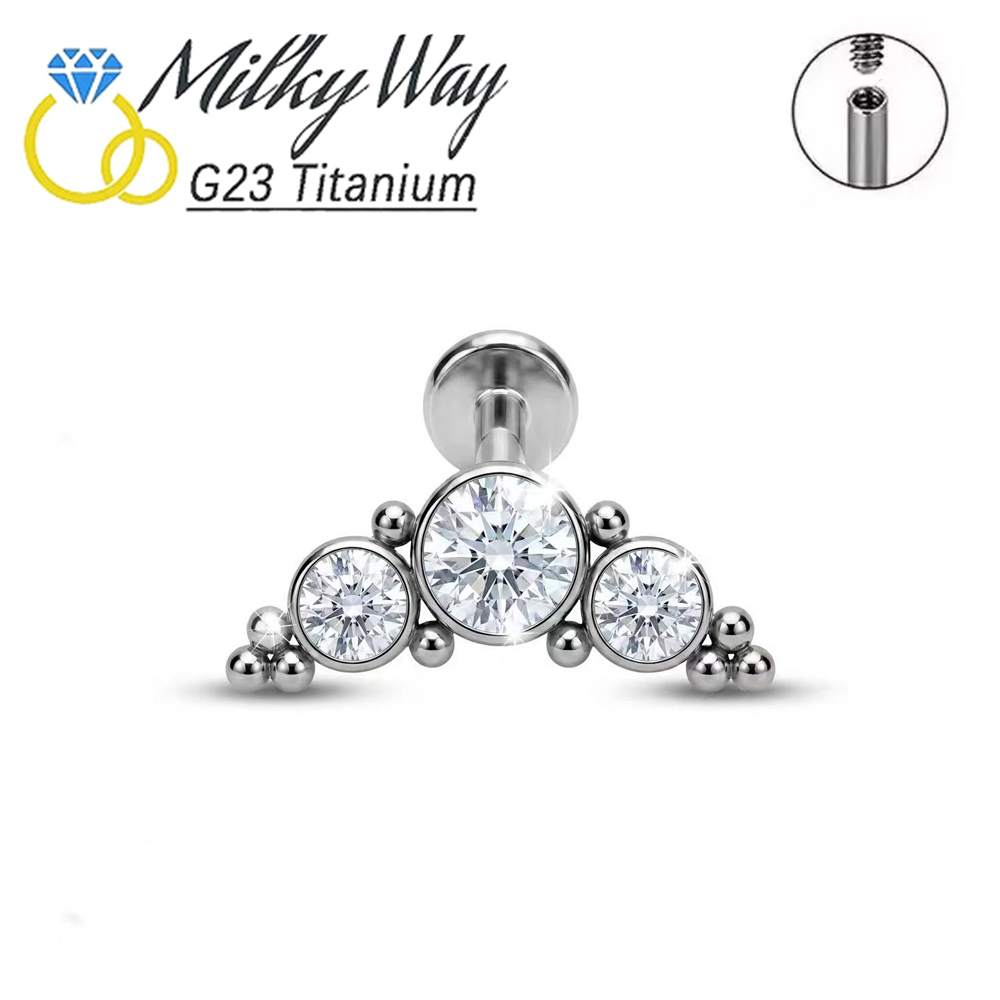 Cluster Stud Ear - G23 ASTM F136 Titanium 16G Cluster