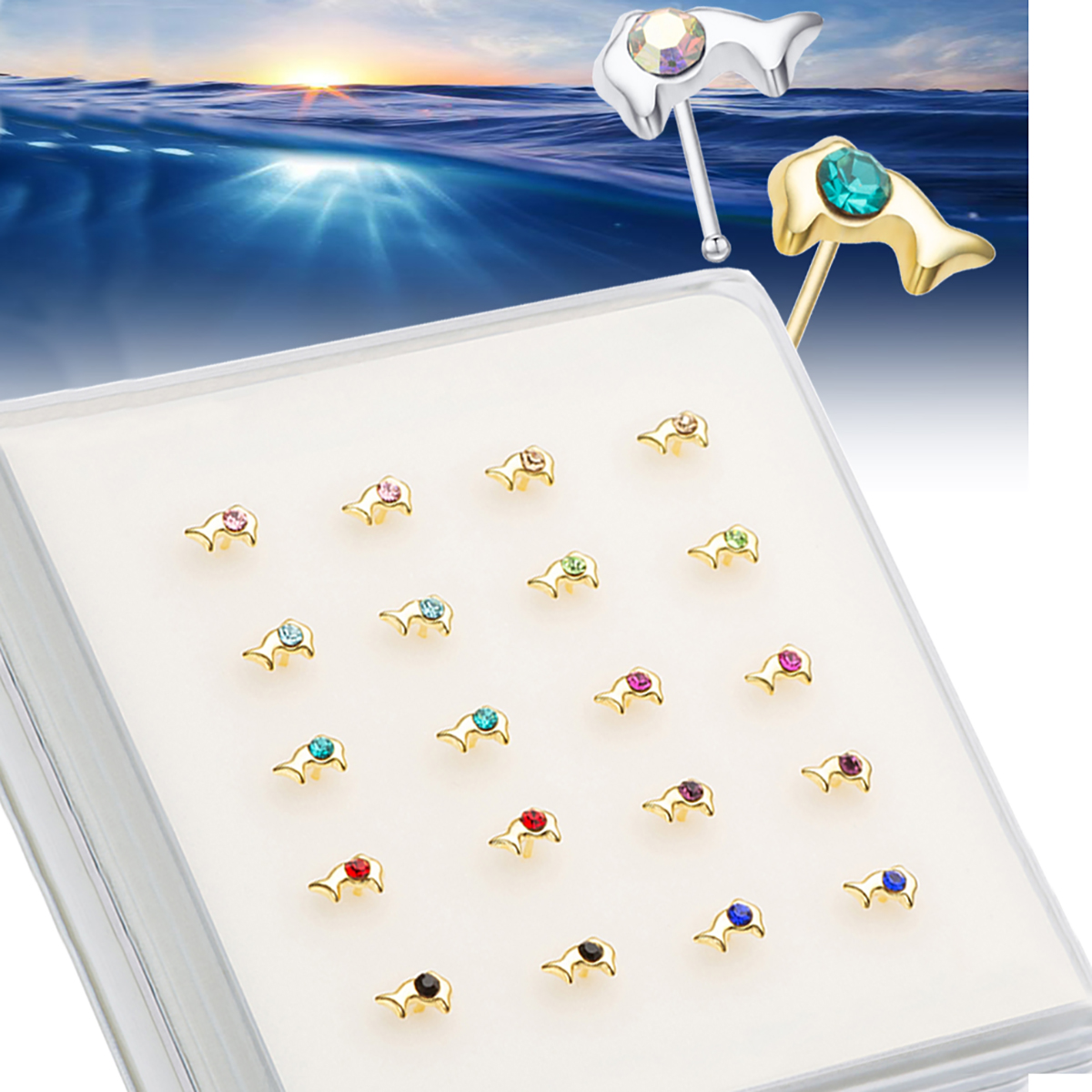 Body Jewelry Types - 925 Sterling Silver Mini Cute Dolphin