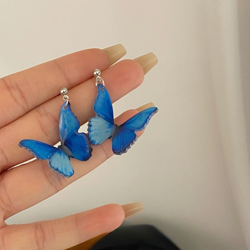 Body Jewelry Earrings - Super fairy blue gradual change butterfly
