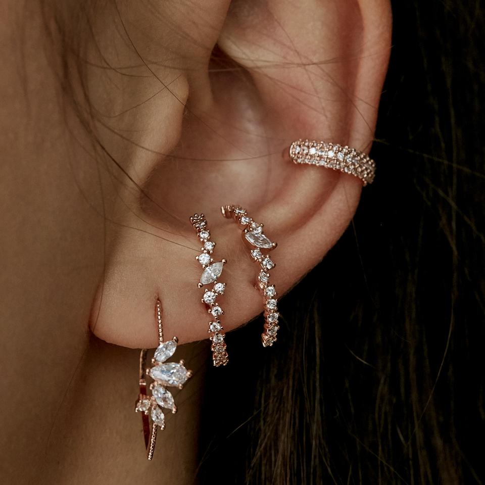 Cluster Stud Ear - sparking bling cz cluster stud earring