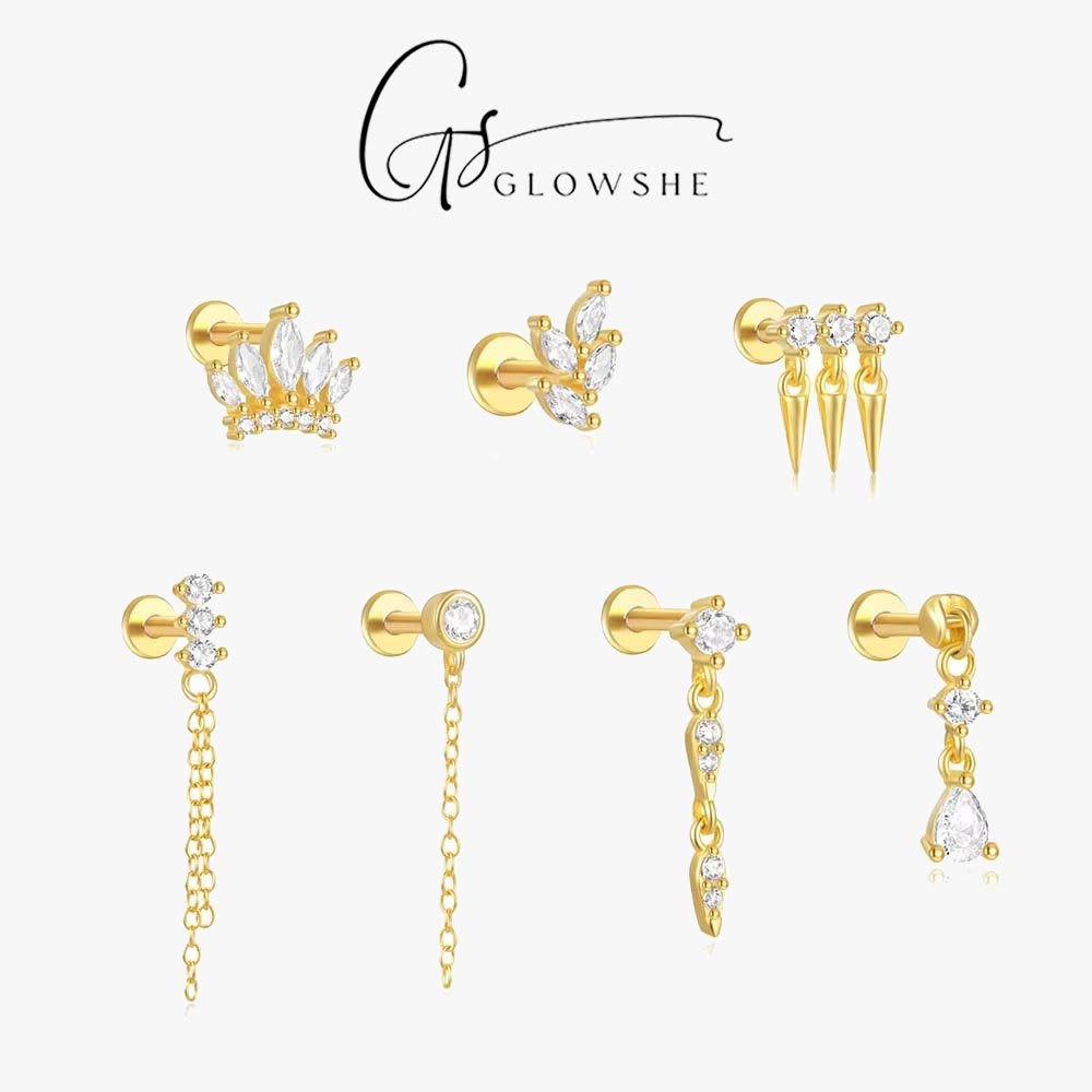 Body Jewelry Cartilage Earrings - Glowshe 100% 925 Sterling Silver Zircon