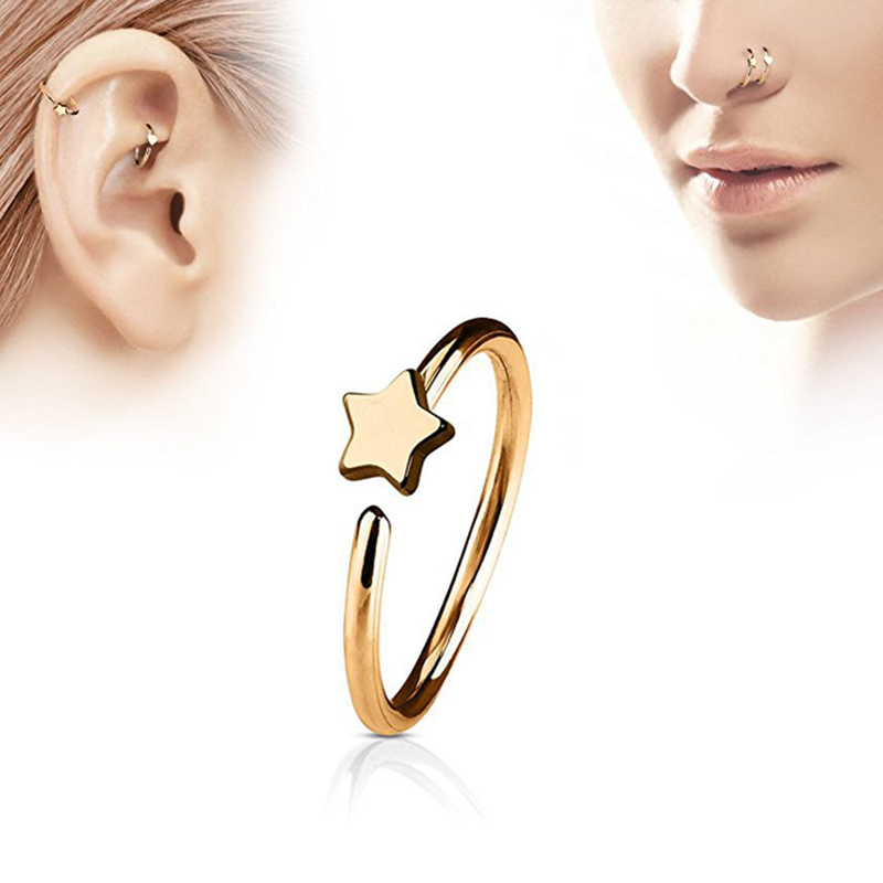 Body Jewelry Cartilage Earrings - 1Pcs Stainless Steel Star Nose Ring