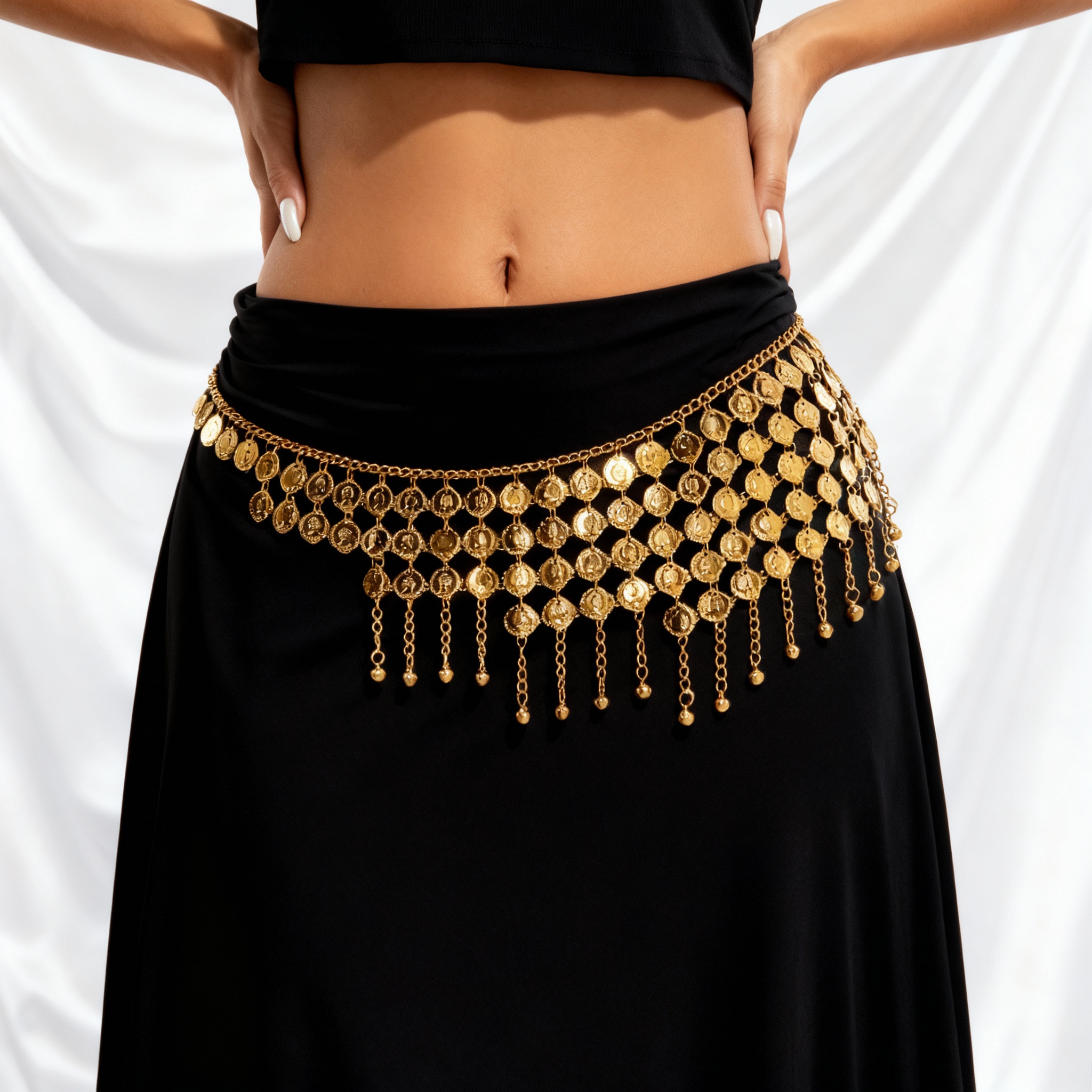 Body Jewelry Outfit - Boho Beauty Portrait Coin Bell Fringe