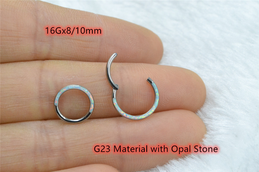 10pcs/Lot G23 Titanium Opal St - огляд і ціна Clicker Ring Seamless
