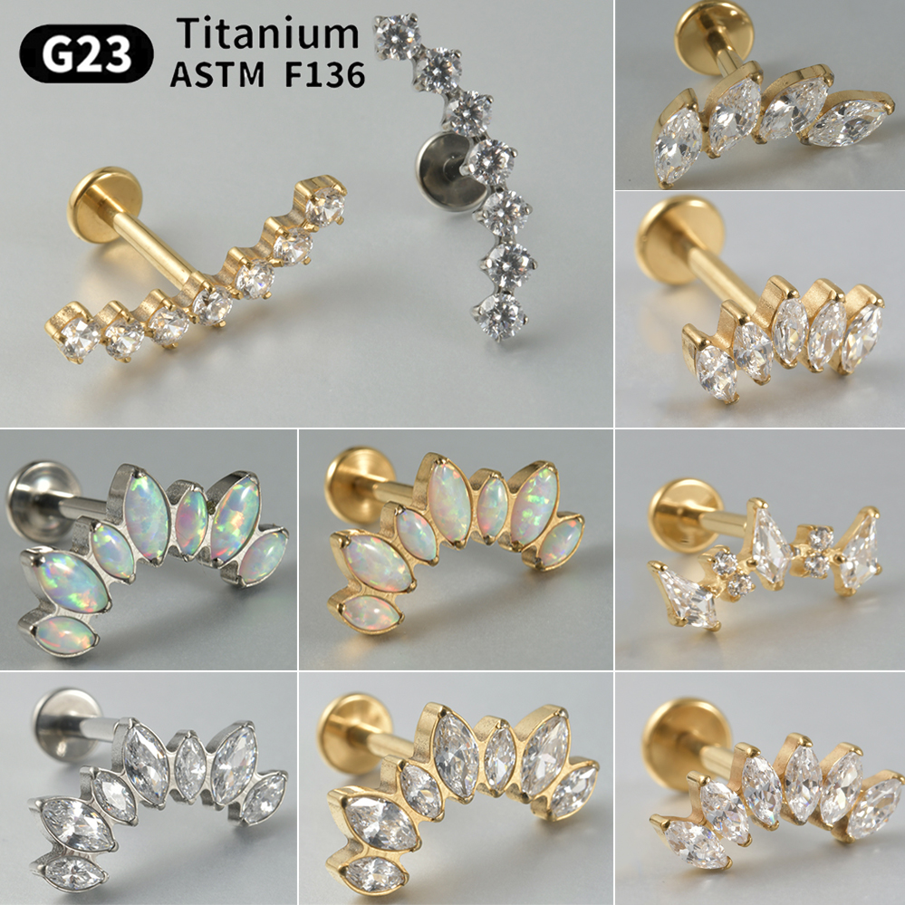 1PC Zircon&Opal G23 Solid Tita - огляд і ціна Cluster Stud Ear
