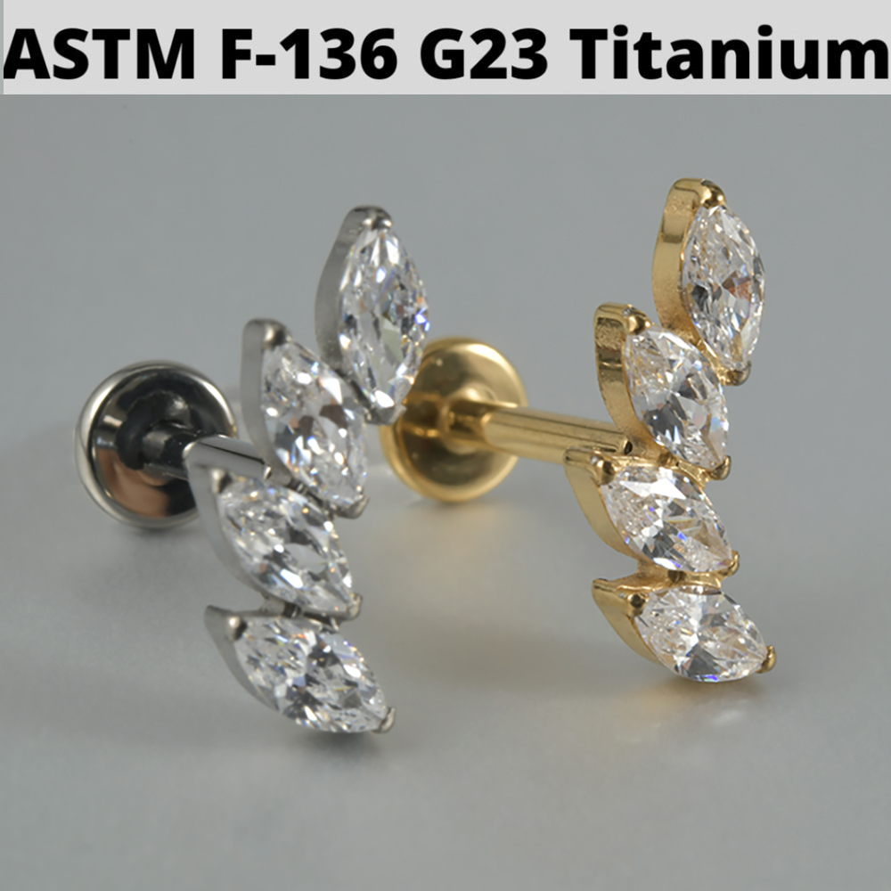 1PC Zircon&Opal G23 Solid Tita - огляд і ціна Cluster Stud Ear