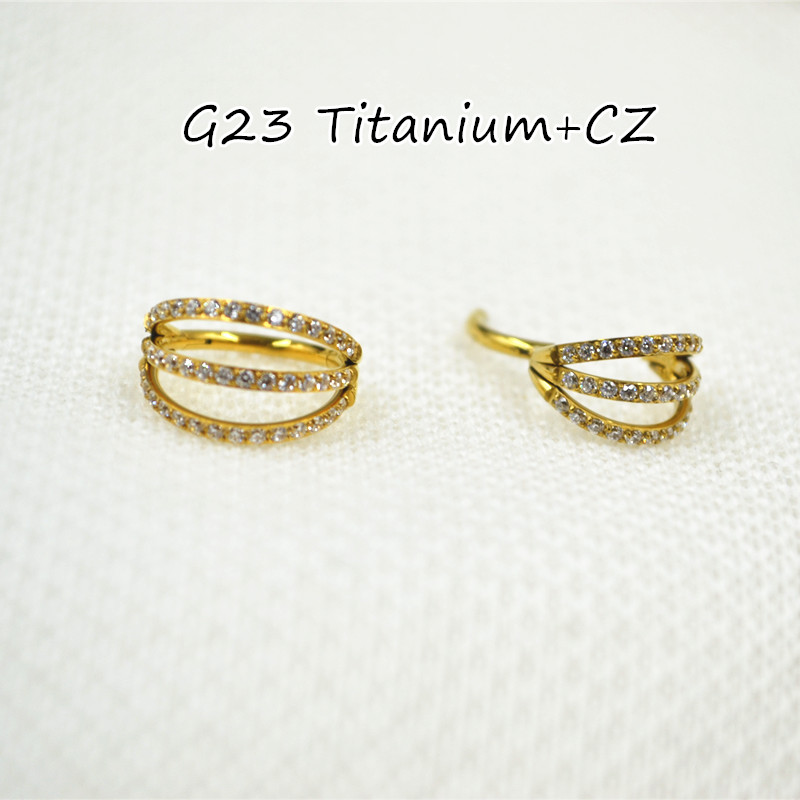 10pcs 16G CZ G23 Titanium Nose - огляд і ціна Clicker Ring Seamless