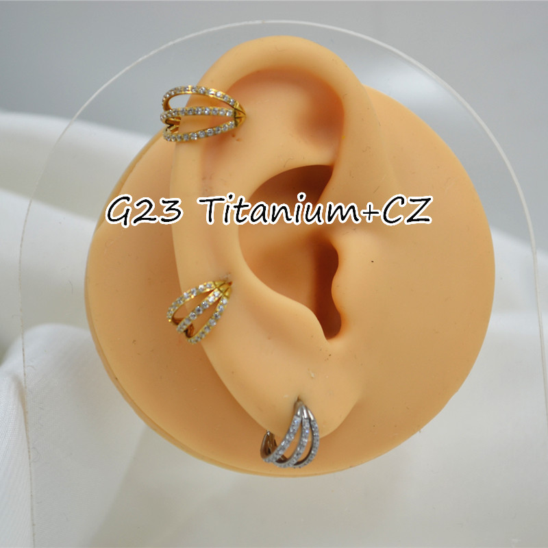 10pcs 16G CZ G23 Titanium Nose - огляд і ціна Clicker Ring Seamless