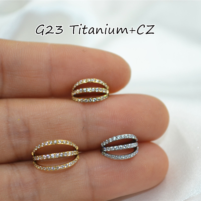 10pcs 16G CZ G23 Titanium Nose - огляд і ціна Clicker Ring Seamless