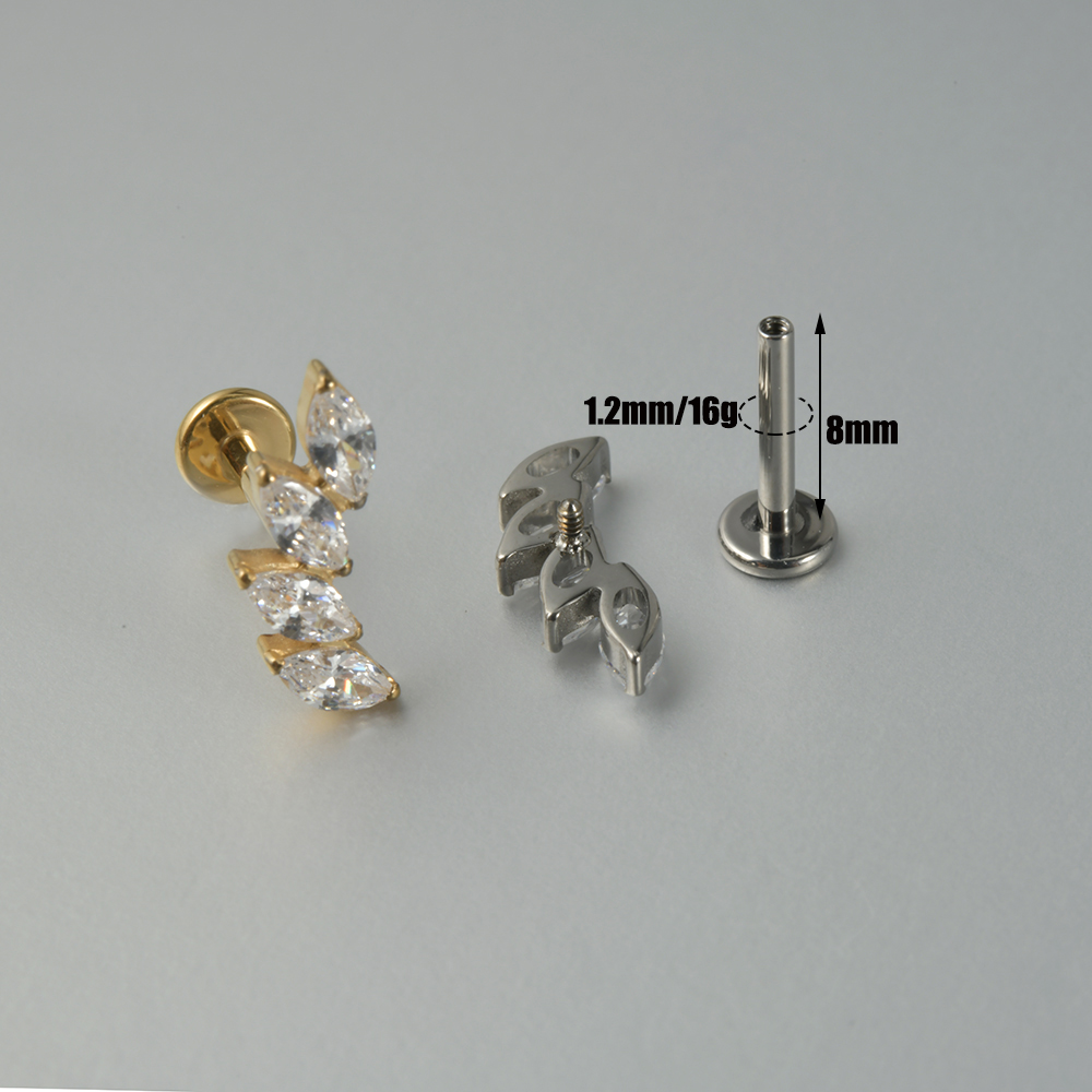 1PC Zircon G23 Solid Titanium  - огляд і ціна Cluster Stud Ear
