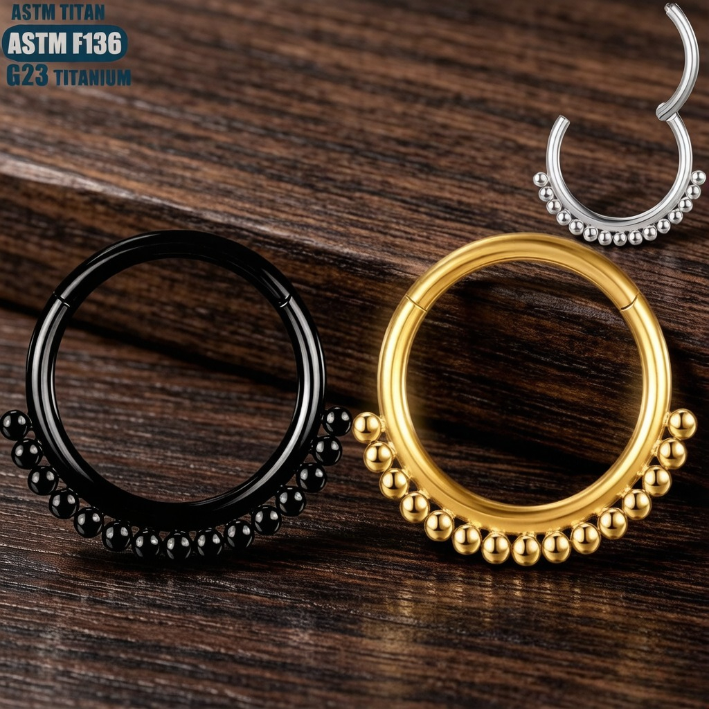 F136 16G Titanium Nose Ring wi - огляд і ціна Clicker Ring Seamless