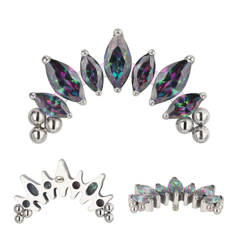 ASTM F136 Titanium PIERC 7 CZ  - огляд і ціна Cluster Stud Ear