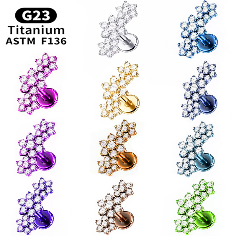 1PC G23 Titanium Three Flower  - огляд і ціна Cluster Stud Ear