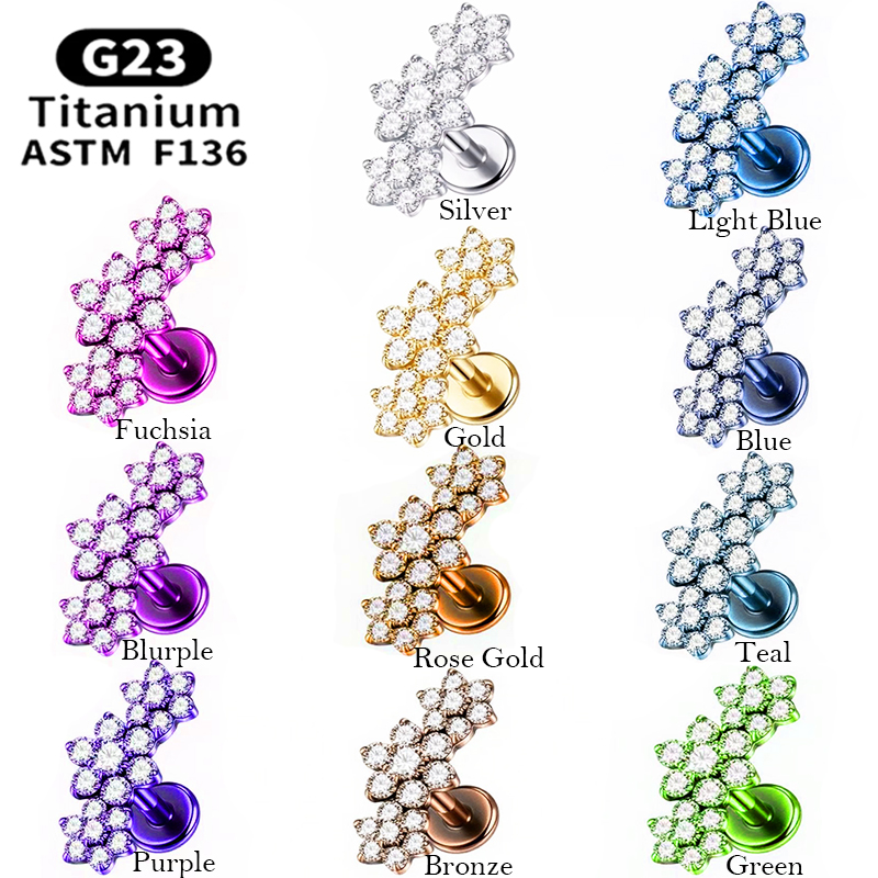 1PC G23 Titanium Three Flower  - огляд і ціна Cluster Stud Ear