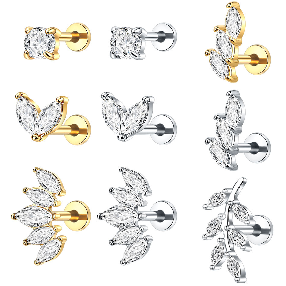 1Pc Stainless Steel CZ Flower  - огляд і ціна Cluster Stud Ear