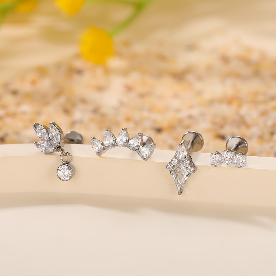 5Pcs G23 Titanium Flower Heart - огляд і ціна Rook Curved Barbell