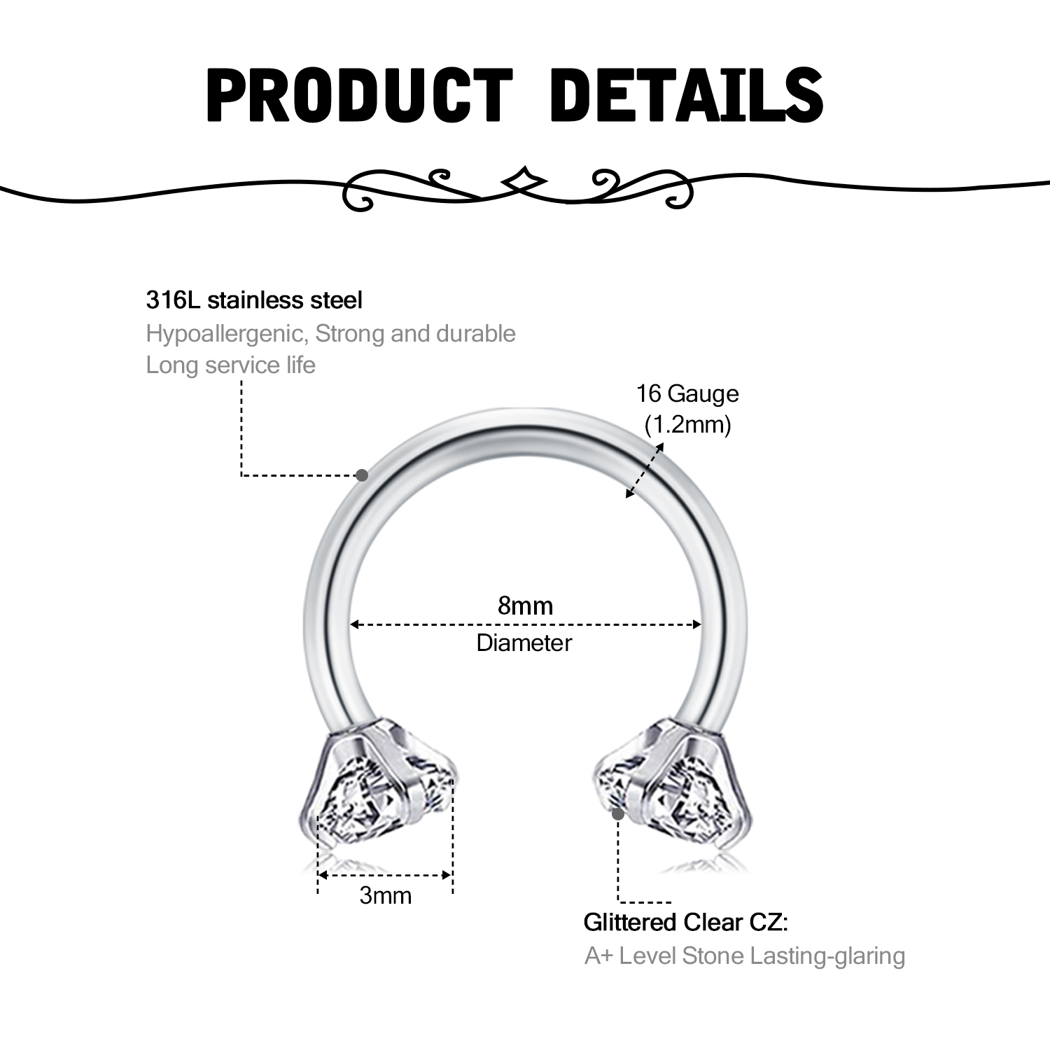 16G Septum Rings Stainless Ste - огляд і ціна Body Jewelry Earrings