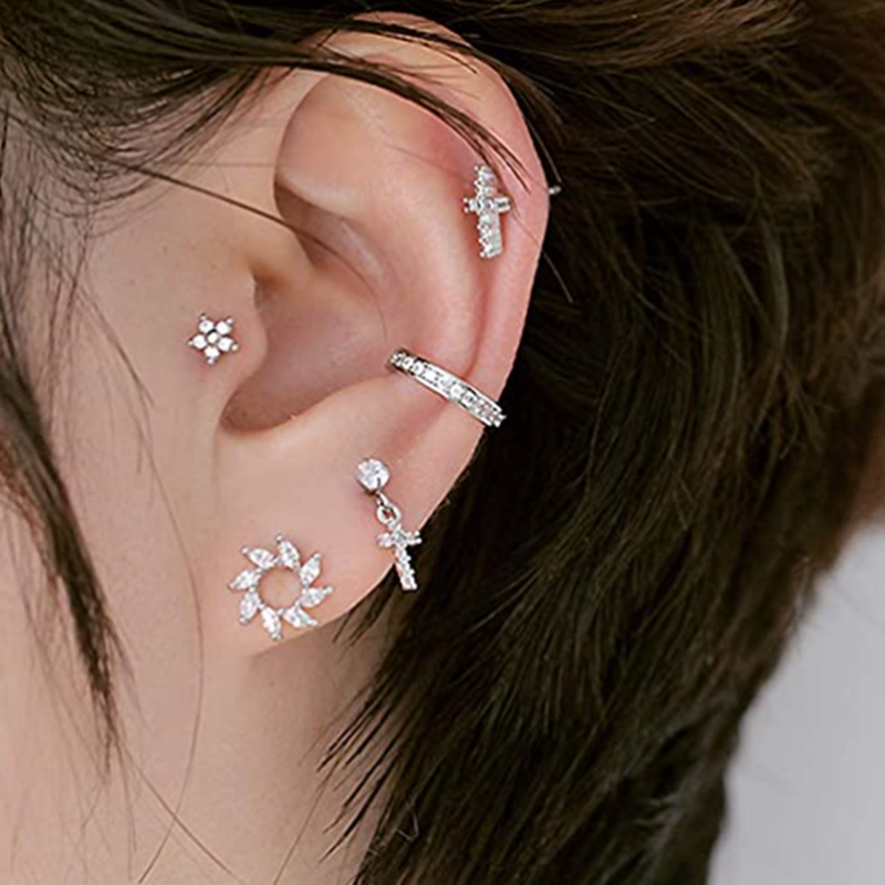 1PCS Moon Ear Cartilage Stud E - огляд і ціна Rook Curved Barbell