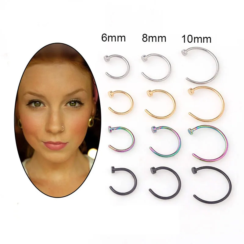 5pcs/lot 20G Nose Ring Hoop, 6 - огляд і ціна Body Jewelry Earrings