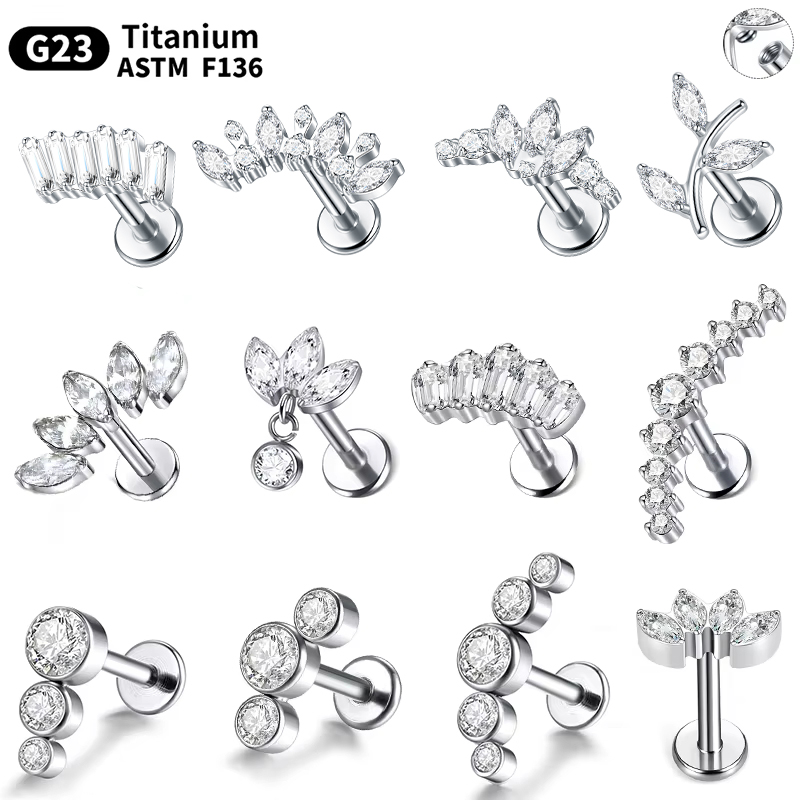 1/5Pcs G23 Titanium Ear Labret - огляд і ціна Cluster Stud Ear