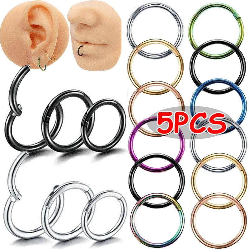 5pc 6/8/10mm Nose Ring Hinged  - огляд і ціна Clicker Ring Seamless