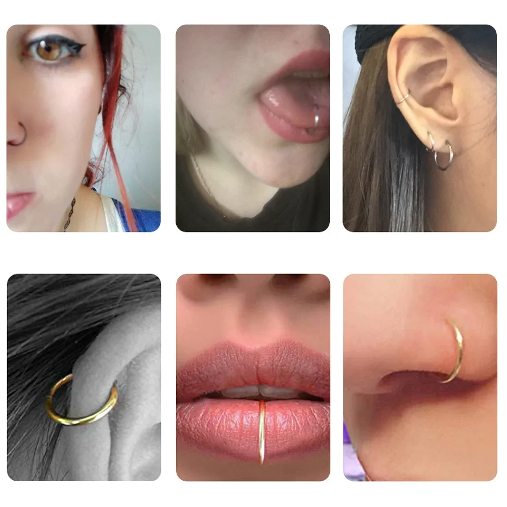 5pc 6/8/10mm Nose Ring Hinged  - огляд і ціна Clicker Ring Seamless