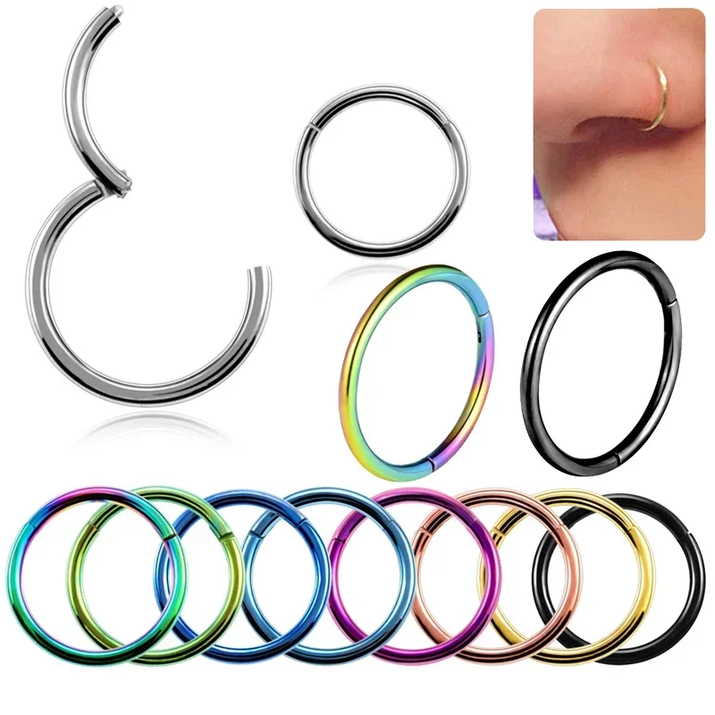 5pc 6/8/10mm Nose Ring Hinged  - огляд і ціна Clicker Ring Seamless