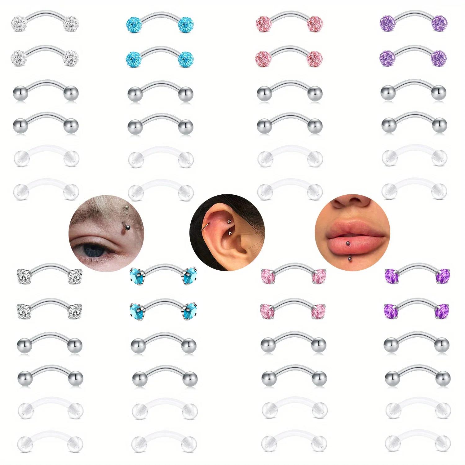 6pcs/Set Elegant Cute 16G Curv - огляд і ціна Rook Curved Barbell