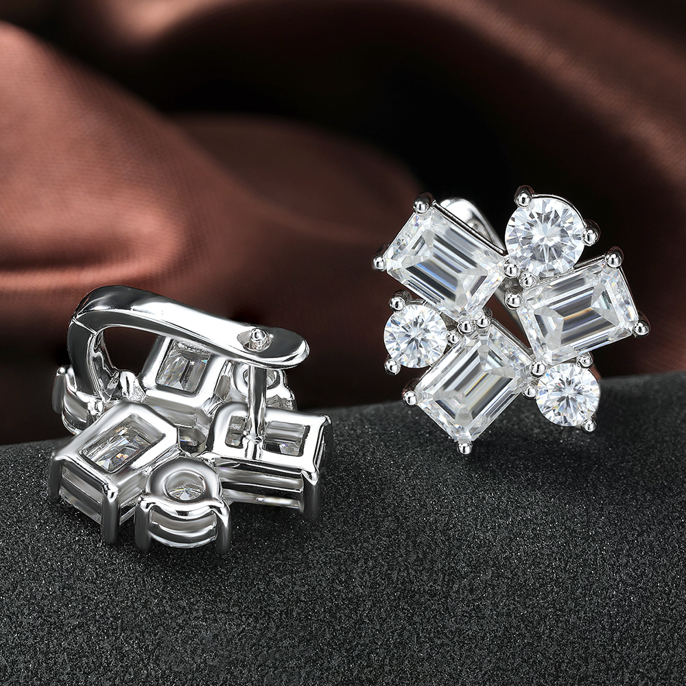 8.2cttw Baguette and Round Moi - огляд і ціна Cluster Stud Ear