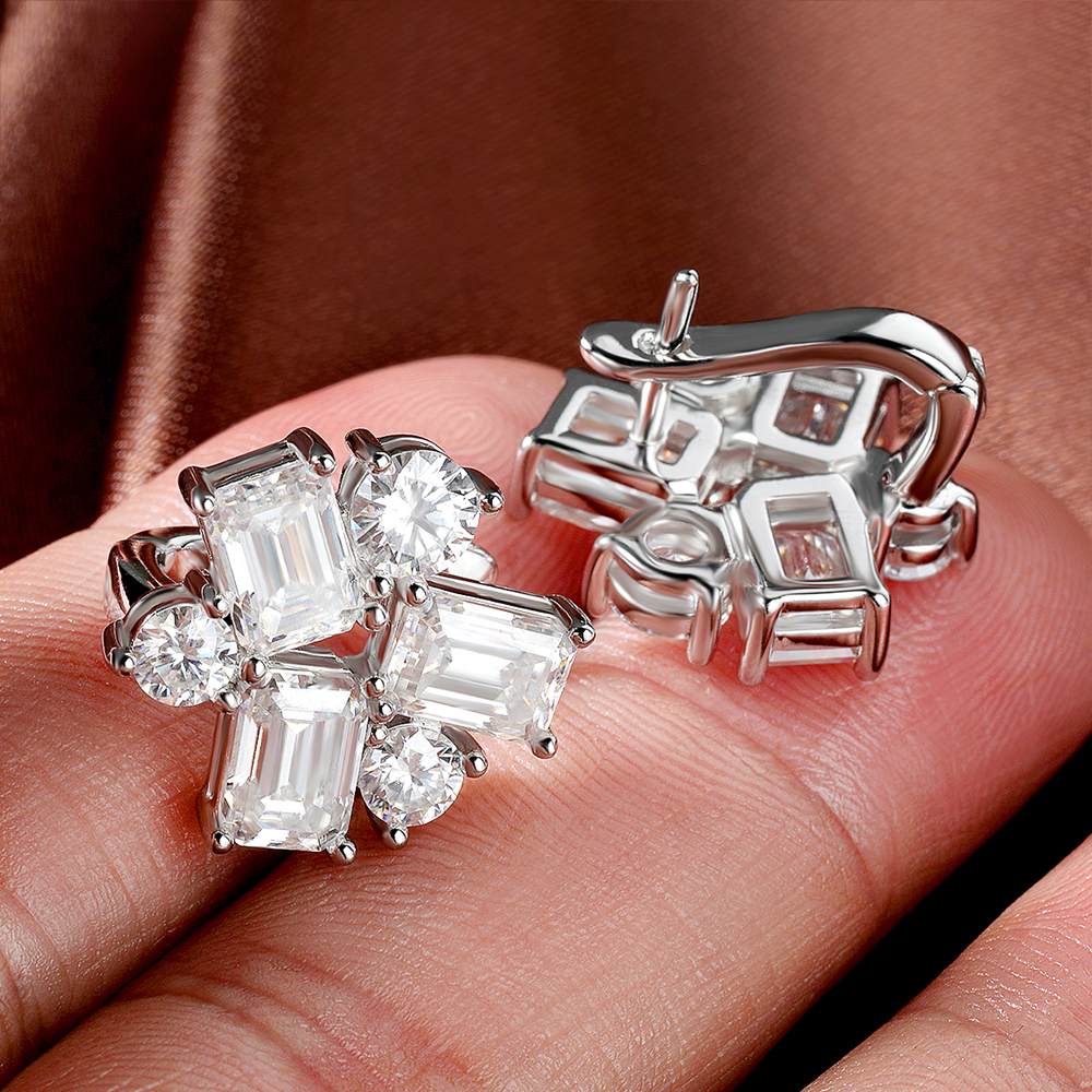 8.2cttw Baguette and Round Moi - огляд і ціна Cluster Stud Ear