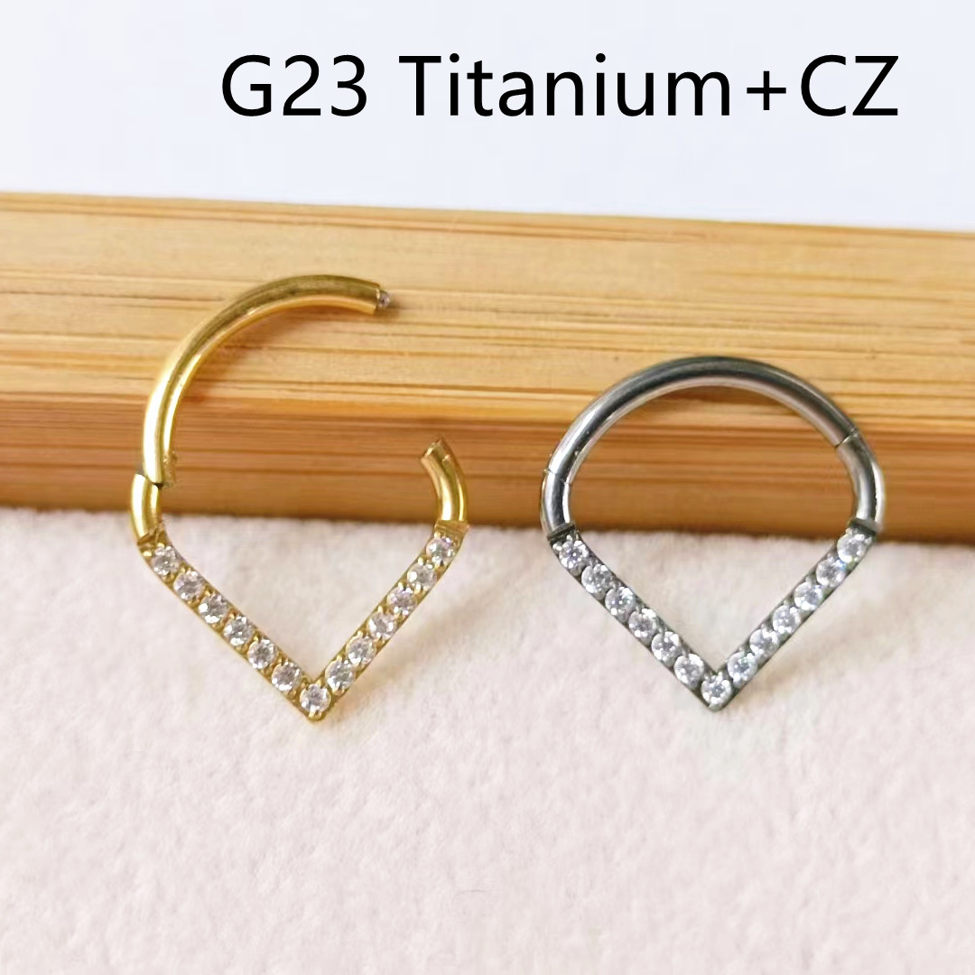 10pcs G23 Titanium F136 CZ Hea - огляд і ціна Clicker Ring Seamless