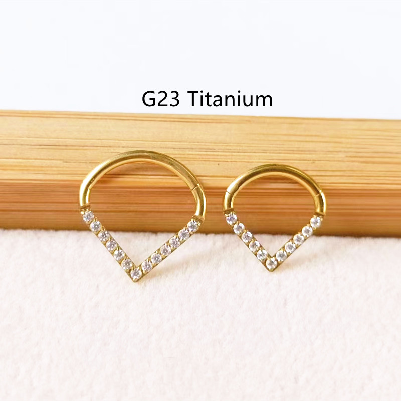 10pcs G23 Titanium F136 CZ Hea - огляд і ціна Clicker Ring Seamless