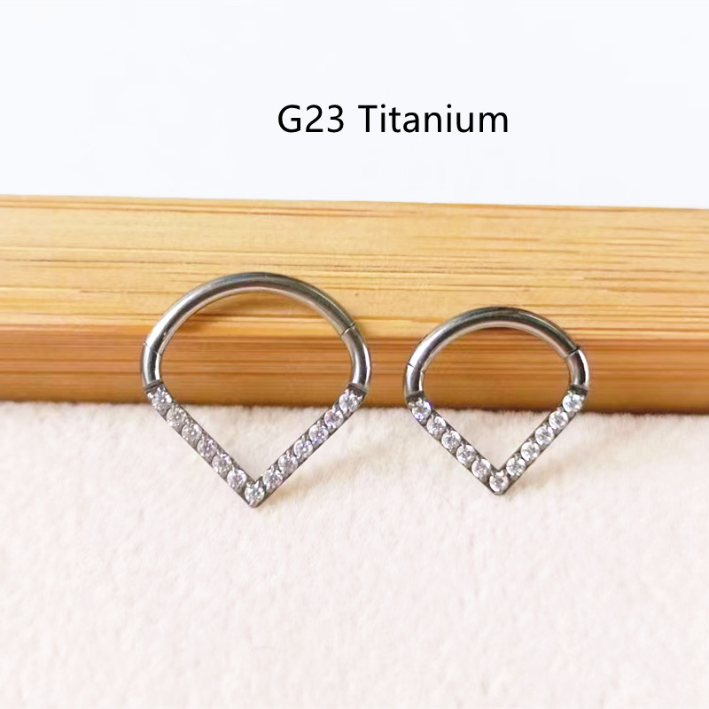 10pcs G23 Titanium F136 CZ Hea - огляд і ціна Clicker Ring Seamless