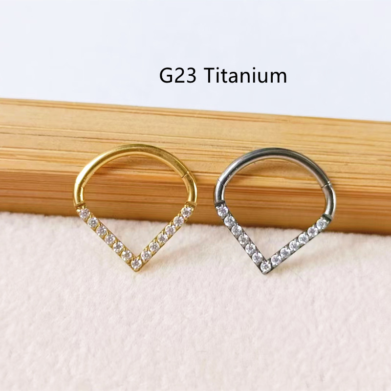 10pcs G23 Titanium F136 CZ Hea - огляд і ціна Clicker Ring Seamless
