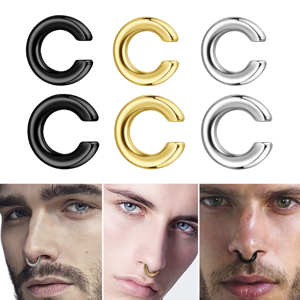 1pc Exaggerated c-Shaped Non-P - огляд і ціна Body Jewelry Earrings