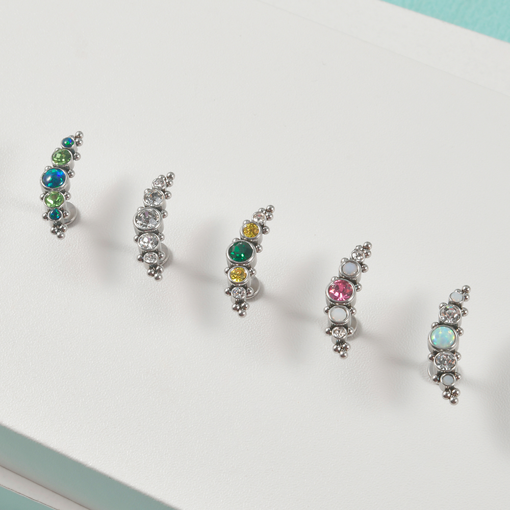 1PC 316L Surgical Steel 16G  C - огляд і ціна Cluster Stud Ear