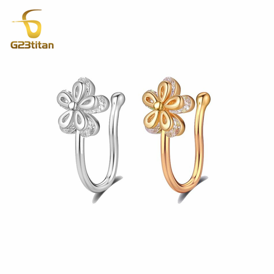 1pc Inlaid Zircon Flower Coppe - огляд і ціна Body Jewelry Cartilage Earrings