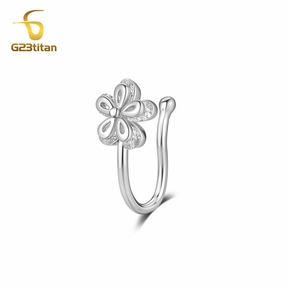 1pc Inlaid Zircon Flower Coppe - огляд і ціна Body Jewelry Cartilage Earrings