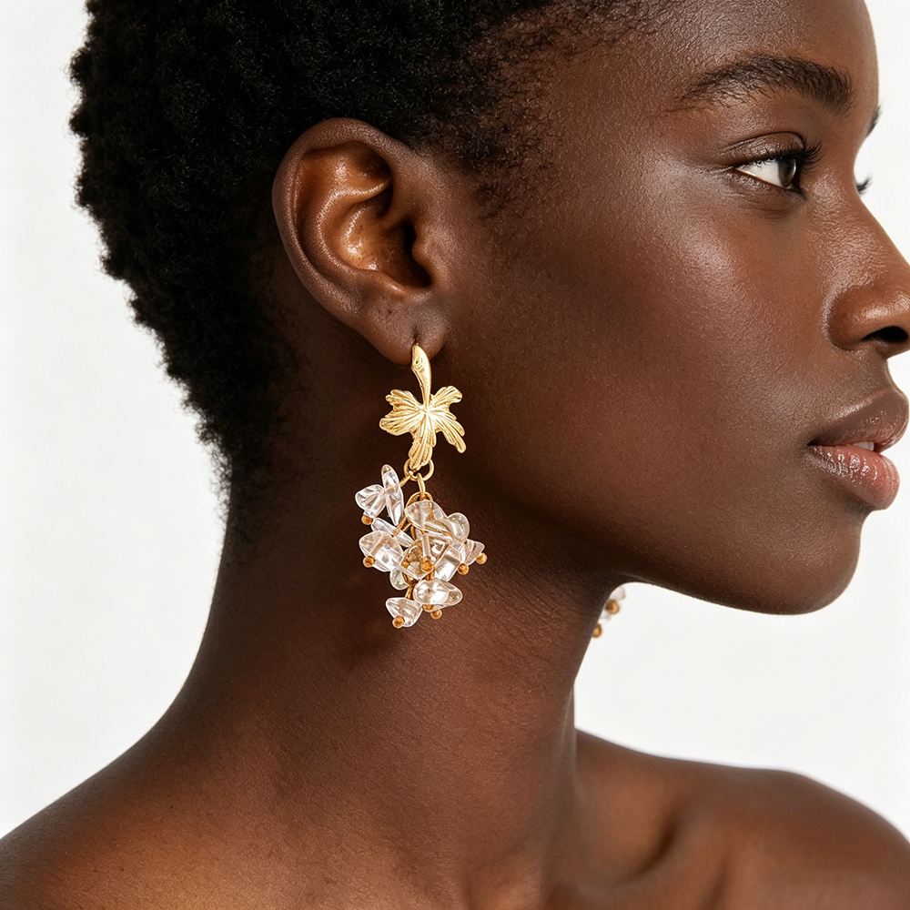 Vintage Gold Plated Leaf Dangl - огляд і ціна Cluster Stud Ear