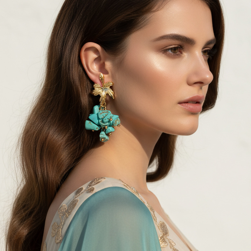 Vintage Gold Plated Leaf Dangl - огляд і ціна Cluster Stud Ear
