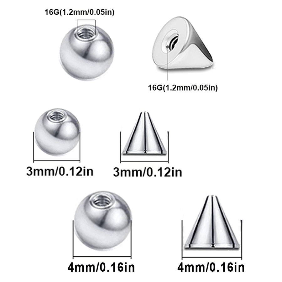 100pcs 16G 3mm 4mm Replacement - огляд і ціна Body Jewelry Replacement Ball