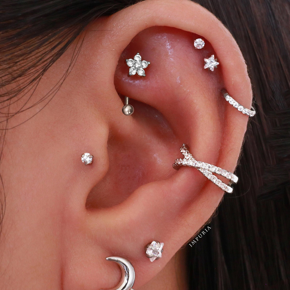 1PC G23 TItanium 16G Crystal F - огляд і ціна Rook Curved Barbell