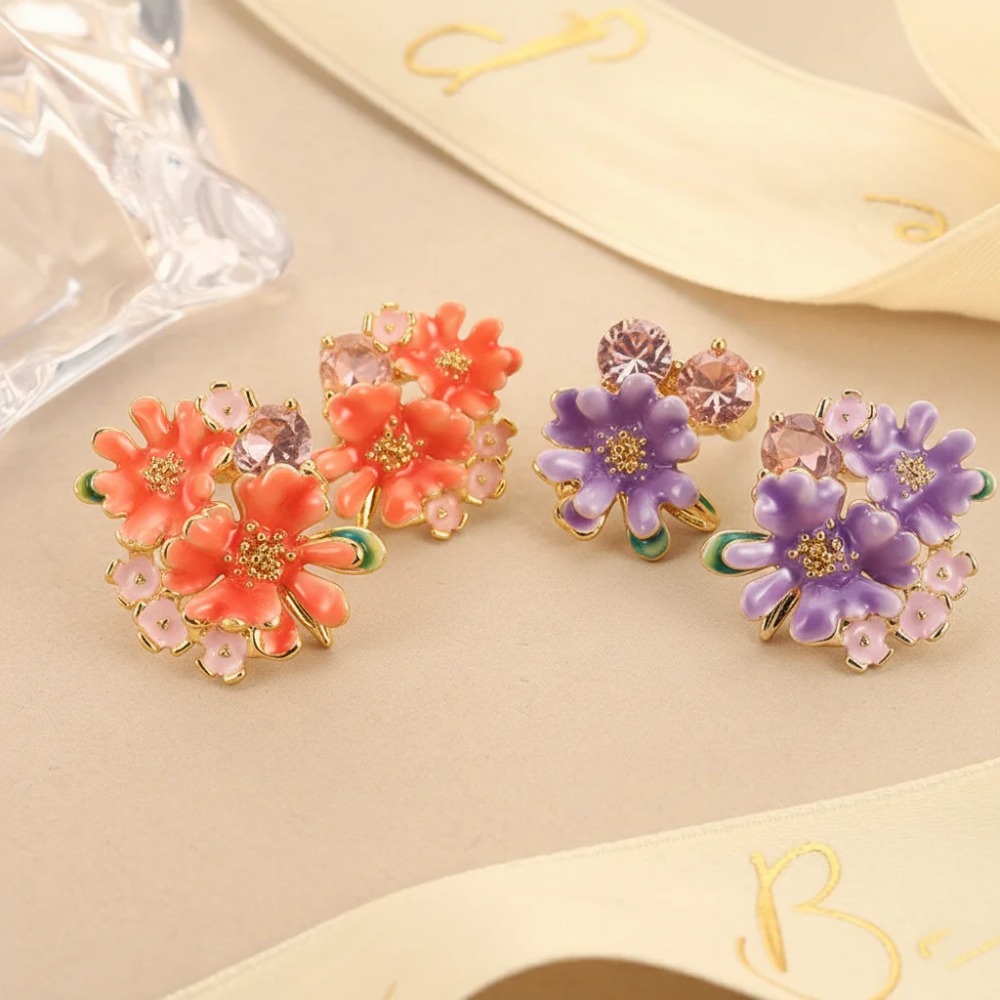 A pairColorful Enamel Floral S - огляд і ціна Cluster Stud Ear