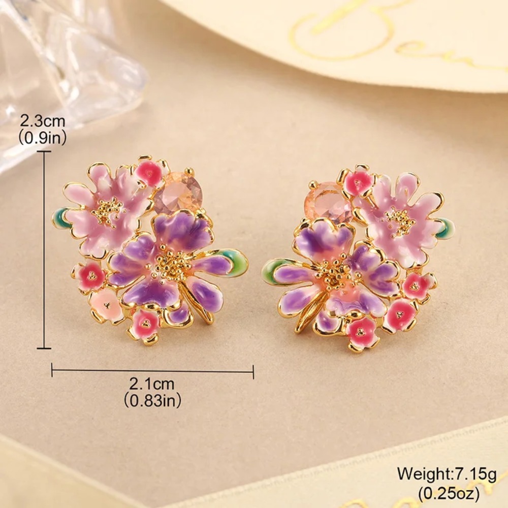 A pairColorful Enamel Floral S - огляд і ціна Cluster Stud Ear