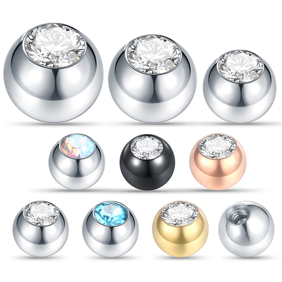 10Pcs Steel Piercing Balls CZ  - огляд і ціна Body Jewelry Replacement Ball