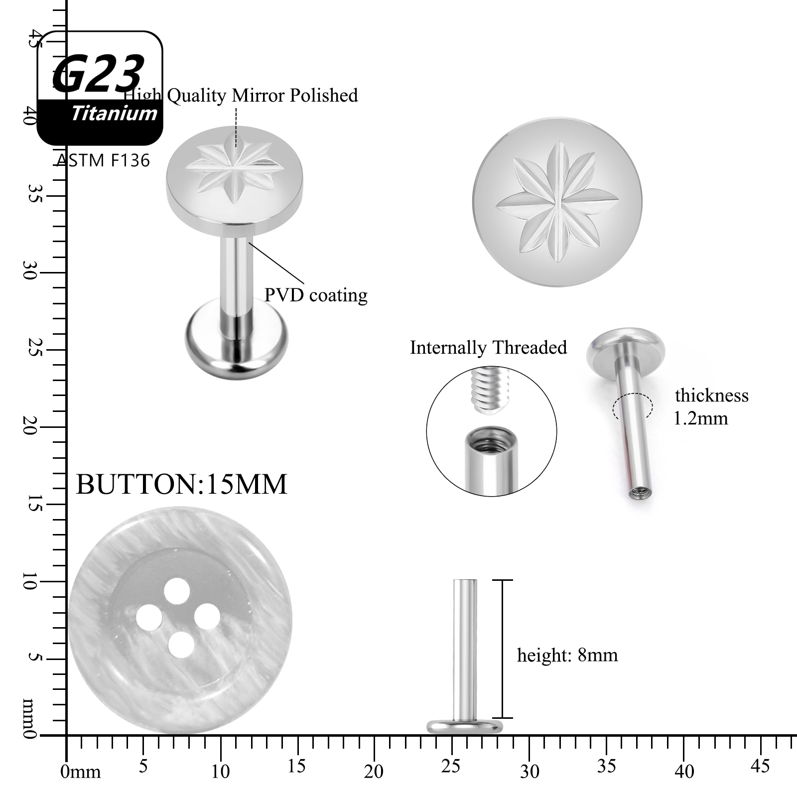 10PCS 16G G23 Titanium Stud Sk - огляд і ціна Rook Curved Barbell