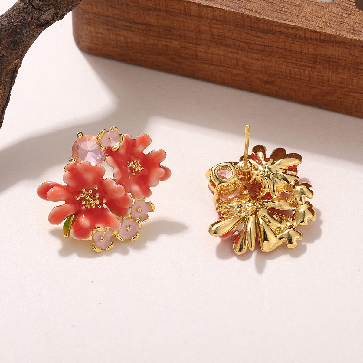 Colorful Enamel Floral Stud Ea - огляд і ціна Cluster Stud Ear